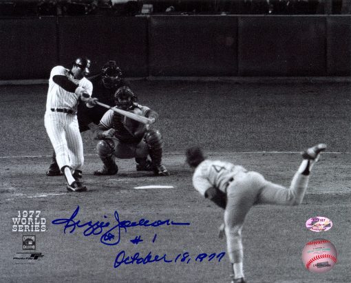 Reggie Jackson autographed 1977 World Series HR1 8x10 Photo Yankees