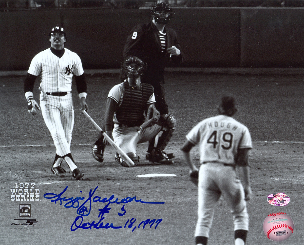 Reggie Jackson autographed 1977 World Series HR3 8x10 Photo Yankees